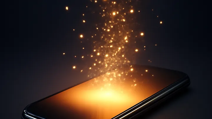 89DB BAT COM - Modern phone with glowing screen 89DB BAT COM Modern phone with glowing screen